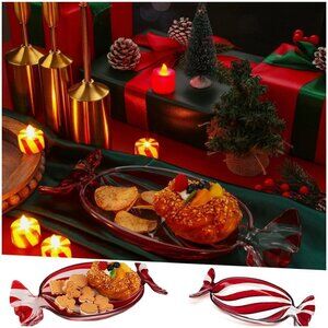 Macys Peppermint Shaped Candy Snack Serving Dish Christmas New Year Party Gift